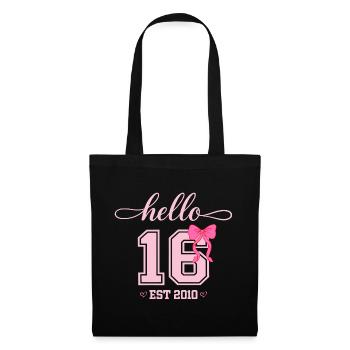 Hello 16 Est 2010 Girl Birthday Design - Tote Bag - black - Front