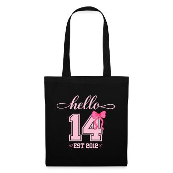 Hello 14 Est 2012 Mädchen Geburtstag Design - Stoffbeutel - Schwarz - Vorne