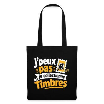 J'peux pas, je collectionne les timbres - Sac en tissu - noir - Devant