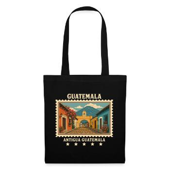 Guatemala Antigua Vintage Reisemarke - Stoffbeutel - Schwarz - Vorne
