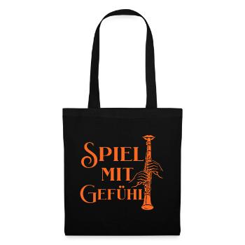 Klarinette - Spiel mit Gefühl für Klarinettistin - Stoffbeutel - Schwarz - Vorne