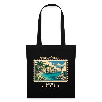 Neukaledonien Lifou Vintage Reisemarke - Stoffbeutel - Schwarz - Vorne