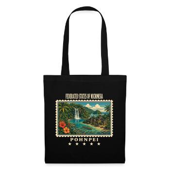 Mikronesien Pohnpei Vintage Reisemarke - Stoffbeutel - Schwarz - Vorne