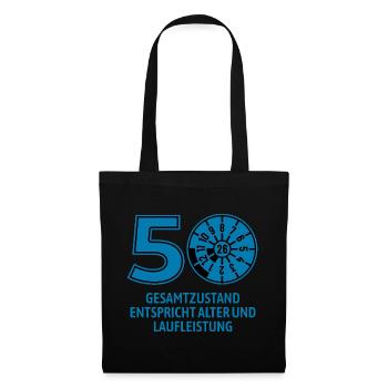 HU August 2026 - 50 Jahre - Geburtstag Geschenk - Stoffbeutel - Schwarz - Vorne