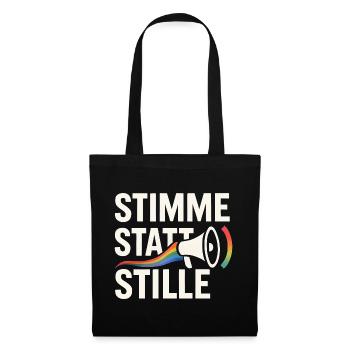 Stimme statt Stille Pride Statement Vielfalt - Stoffbeutel - Schwarz - Vorne