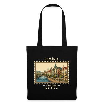 Rumänien Oradea Vintage Reisemarke - Stoffbeutel - Schwarz - Vorne
