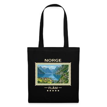 Norwegen Flåm Vintage Reisemarke - Stoffbeutel - Schwarz - Vorne