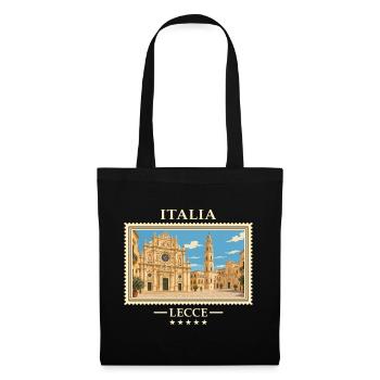 Italien Lecce Vintage Reisemarke - Stoffbeutel - Schwarz - Vorne