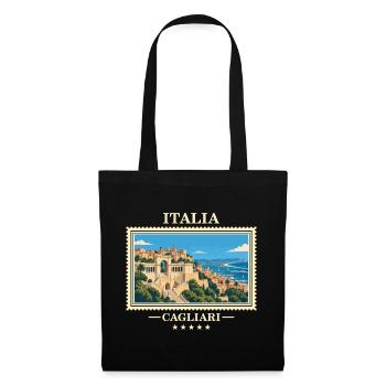 Italien Cagliari Vintage Reisemarke - Stoffbeutel - Schwarz - Vorne