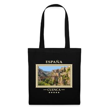 Spanien Cuenca Vintage Reisemarke - Stoffbeutel - Schwarz - Vorne