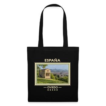 Spanien Oviedo Vintage Reisemarke - Stoffbeutel - Schwarz - Vorne