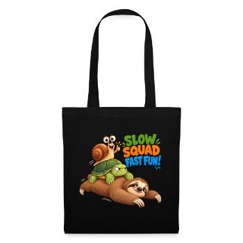 Slow Squad Fast Fun - Funny Slow Animals - Stoffbeutel - Schwarz - Vorne