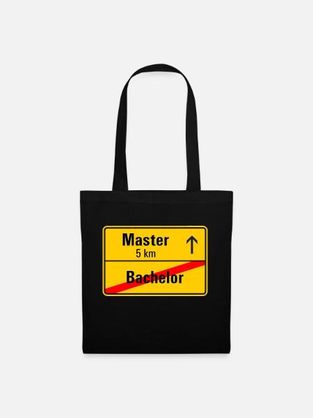 Ortsausgangsschild Bachelor Master - Stoffbeutel - Schwarz