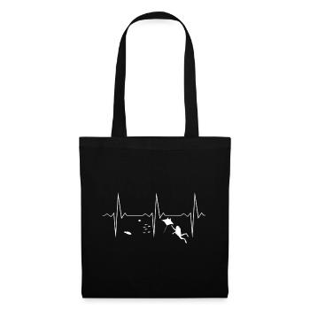 EKG Herzschlag Heartbeat Tauchen - Stoffbeutel - Schwarz - Vorne