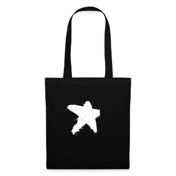 Étoile blanche - Sac en tissu - noir - Devant