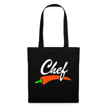 Chili Chefkoch Chef Koch Köchin Essen kochen logo - Stoffbeutel - Schwarz - Vorne