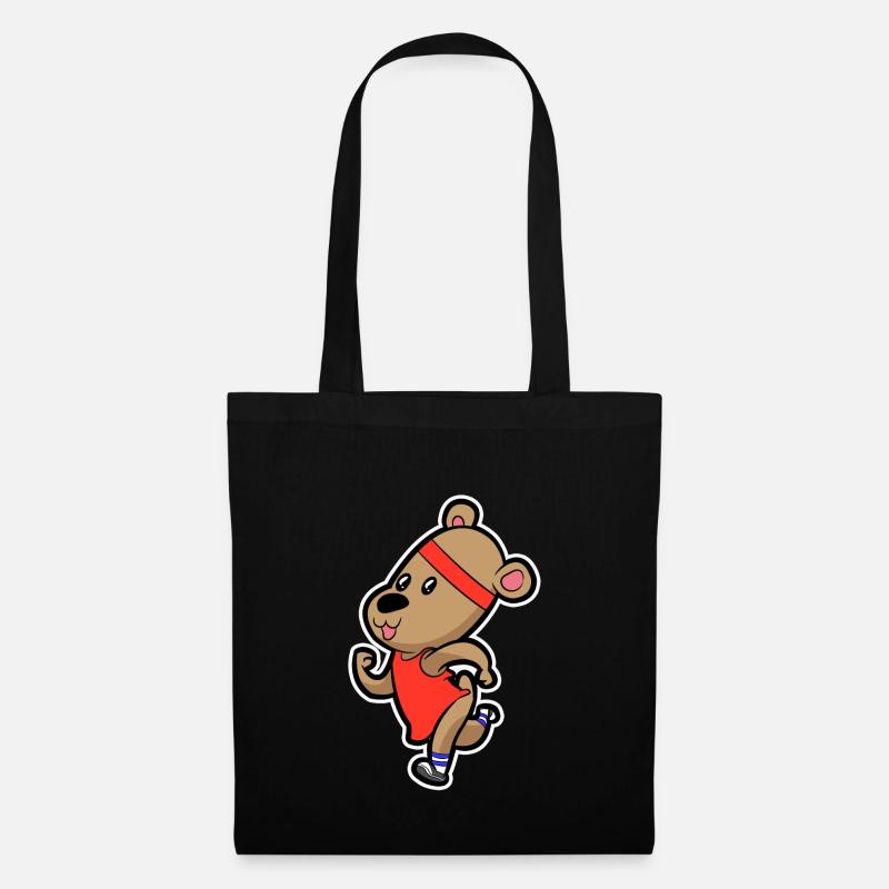 cute jogging bear - Tote Bag - black