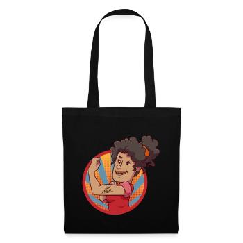 Girl Frauen Power Bizeps Kraft Geschenk - Stoffbeutel - Schwarz - Vorne