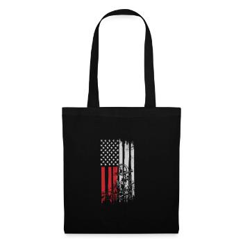 Pompiers ÉTATS-UNIS Drapeau pompier cadeau - Sac en tissu - noir - Devant