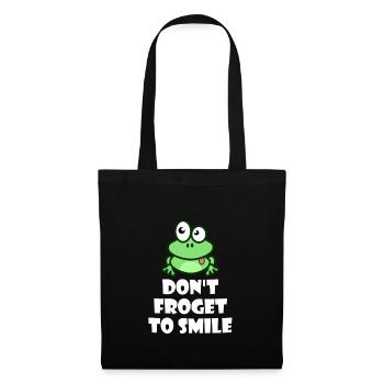 Frosch Frösche Happy Laubfrosch Smile - Stoffbeutel - Schwarz - Vorne