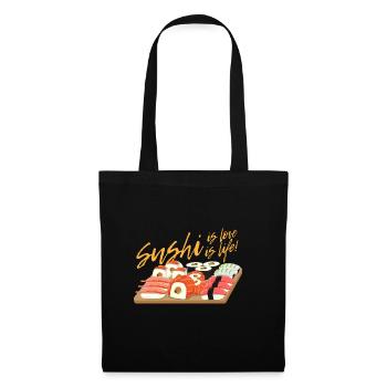Poisson sushi assiette japonaise vie aime cadeau - Sac en tissu - noir - Devant