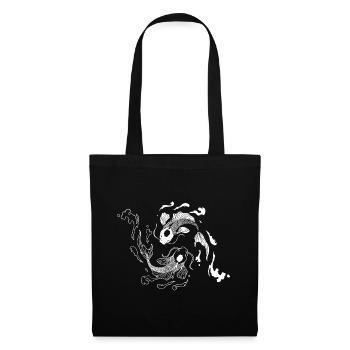 Yin Yang Koi cadeau d'équilibre d'eau de poisson carpe - Sac en tissu - noir - Devant