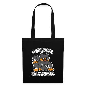 süße Ninja Katze Geschenk Geschenkidee - Stoffbeutel - Schwarz - Vorne