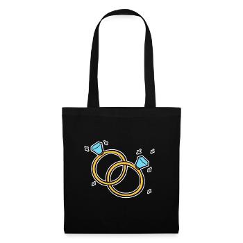 Verschlungene Ringe Geschenk Hochzeit Bling Ehe - Stoffbeutel - Schwarz - Vorne