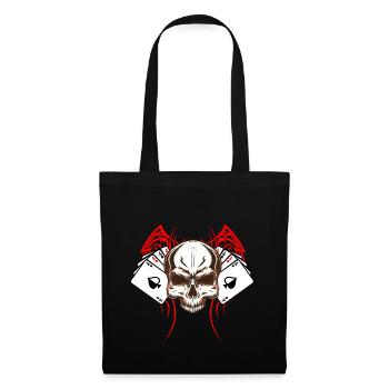 Skull Gambler Texas Hold'em Casino Totenkopf Poker - Stoffbeutel - Schwarz - Vorne