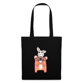 cool bear and cute bunny - Tote Bag - black - Front