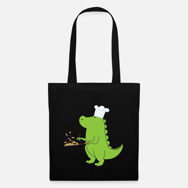Dino T-Rex chef cook at work - Tote Bag - black