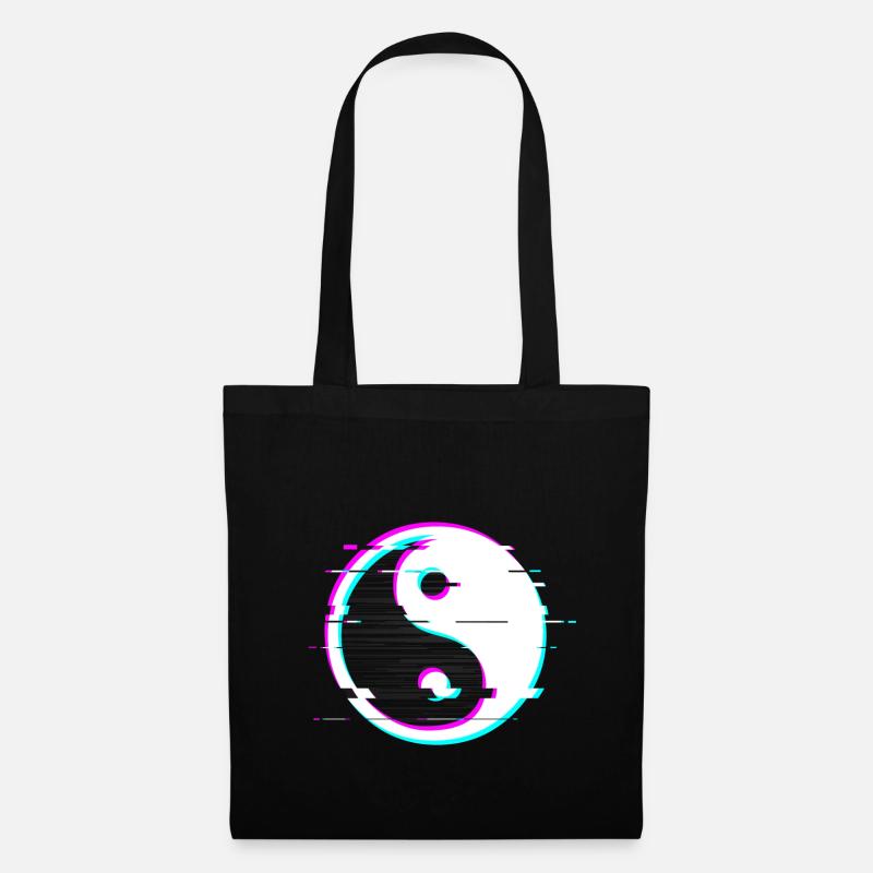 Yin yang glitch - Tote Bag - black