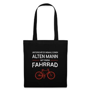 Alter Mann - Fahrrad | Vintage Retro Style - Stoffbeutel - Schwarz - Vorne