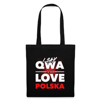 Kurwa oder QWA - Ich liebe Polen - Stoffbeutel - Schwarz - Vorne