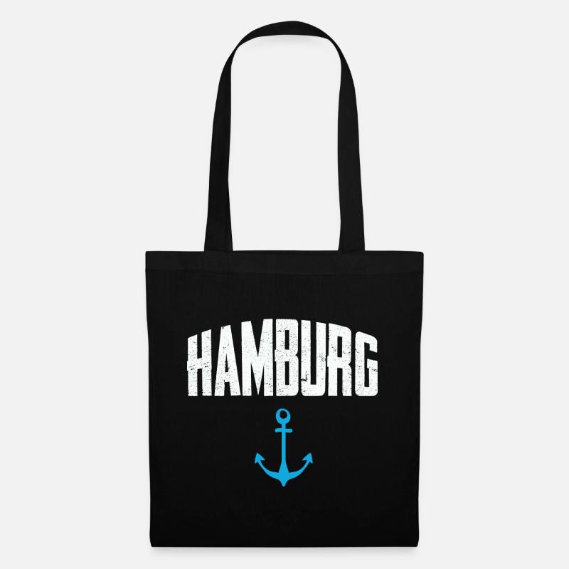 Hamburg, Anker, Hafen, Perle - Stoffbeutel - Schwarz