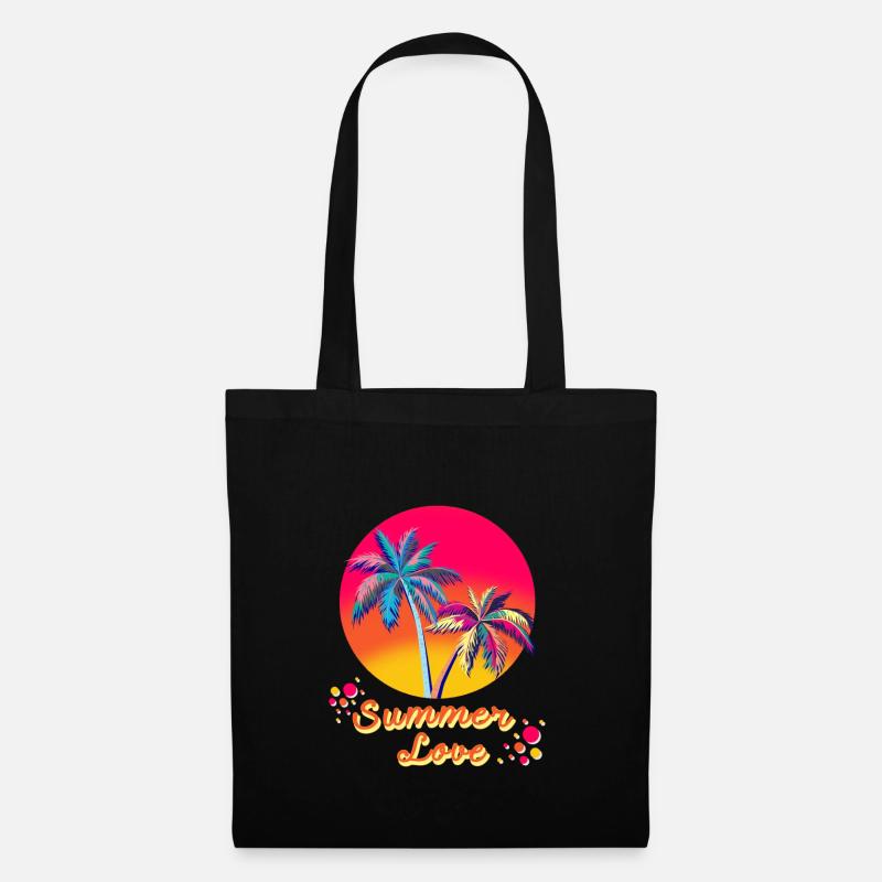 Sommer, Sonne, Beach, Urlaub, Geschenk - Stoffbeutel - Schwarz