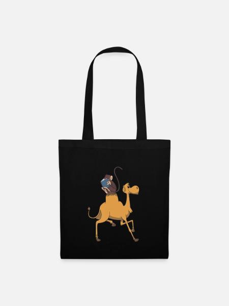 Monkey reads on camel book reading books gift - Tote Bag - black
