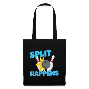 Bowling Split Happens - Sport Ball Geschenk - Stoffbeutel - Schwarz - Vorne