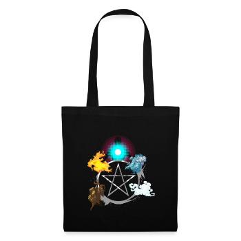 Alchemie Elemente Feuer Luft Wasser Erde Seele - Stoffbeutel - Schwarz - Vorne