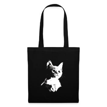 Chaton, chat, miaou, miaou, silhouette - Sac en tissu - noir - Devant