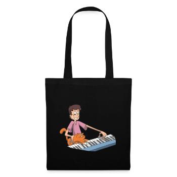 Pianiste joueur joue avec chat - Sac en tissu - noir - Devant