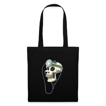 Crâne crâne squelette docteur docteur lampe frontale - Sac en tissu - noir - Devant