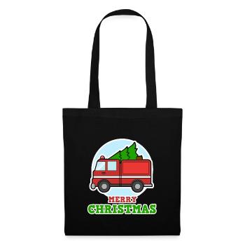 Firefighters for Christmas - Firetruck with Tann - Tote Bag - black - Front