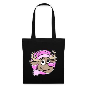 Weihnachten in Pink - Rentier in Pink - Stoffbeutel - Schwarz - Vorne