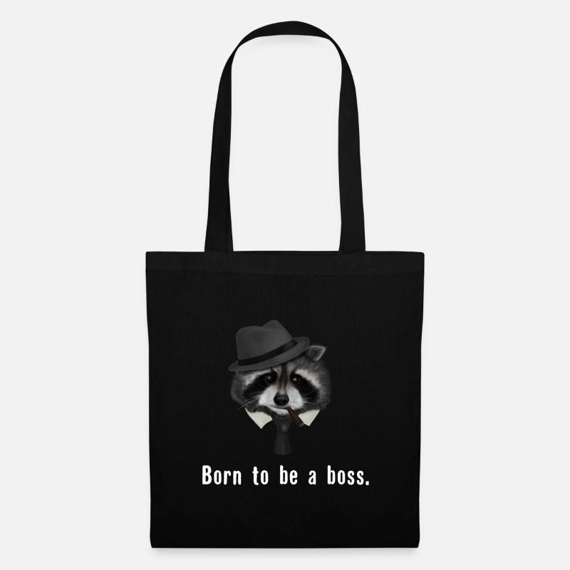 Waschbär born to be a boss - Stoffbeutel - Schwarz