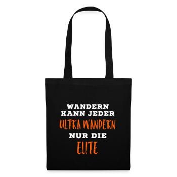 Ultra Wandern Elite lustige Sprüche - Stoffbeutel - Schwarz - Vorne