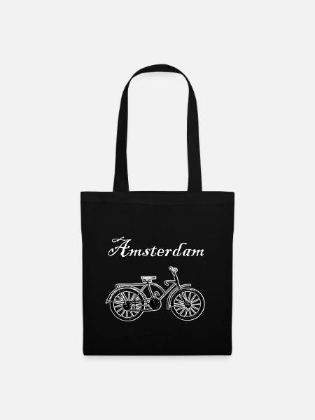 Vélo, Amsterdam, cadeau - Sac en tissu - noir