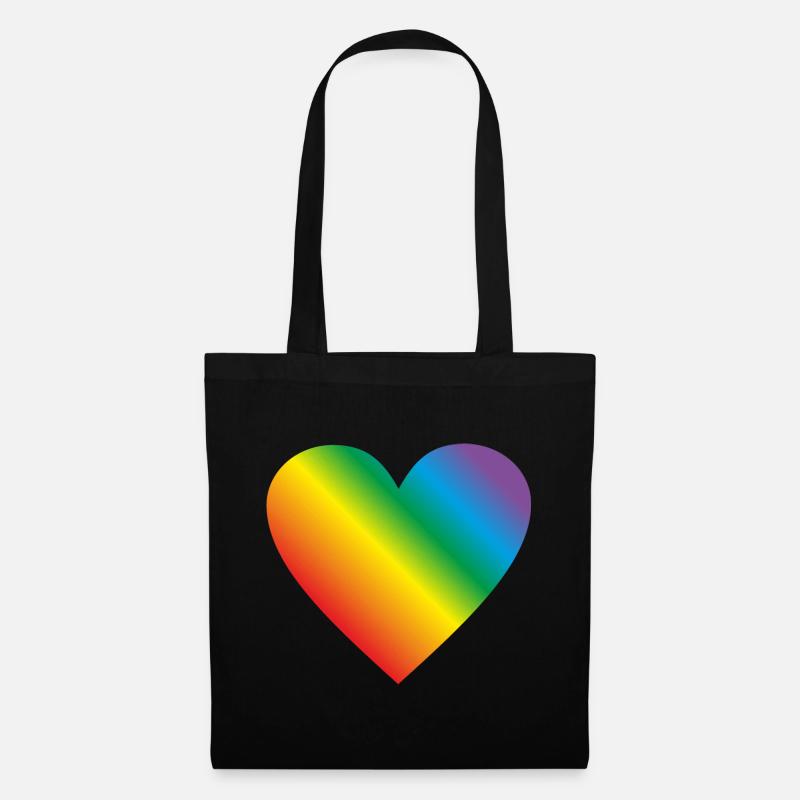 Lgbt Regenbogen Herz - Stoffbeutel - Schwarz