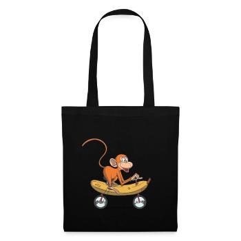 Funny monkey, monkey on bicycle banana - Tote Bag - black - Front