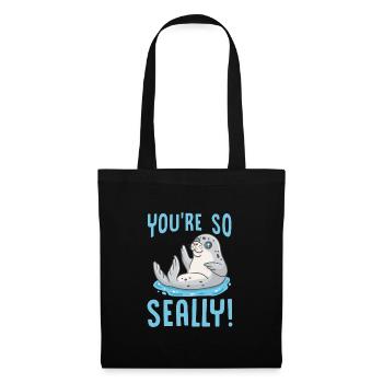 Phoques, phoques, lion de mer, morse Your’re So Seally - Sac en tissu - noir - Devant